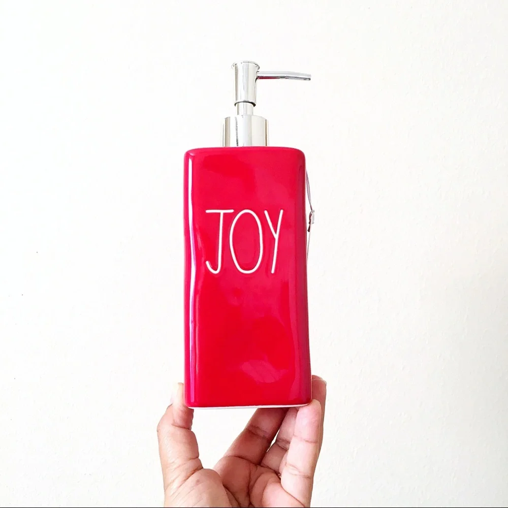 Rae Dunn JOY Red Christmas Soap Dispenser